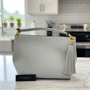 Donna Karan Light Gray Shoulder Bag with Tassel